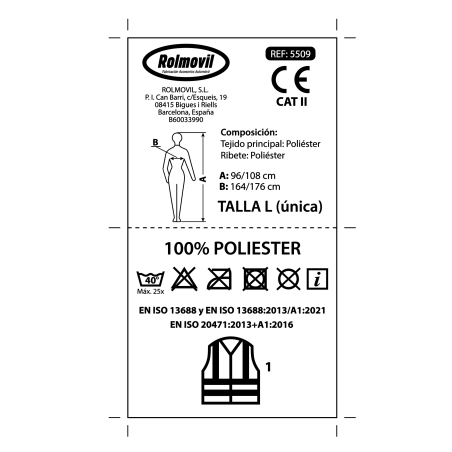 CHALECO SEÑALIZACION EMERGENCIA 3M HOMOLOGADO NORMA