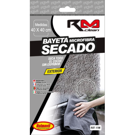 BAYETA DE SECADO MICROFIBRA RM CLEAN MED. 40X40CM